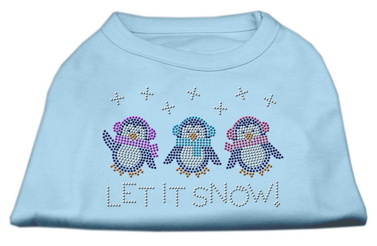 Let It Snow Penguins Rhinestone Shirt Baby Blue XS